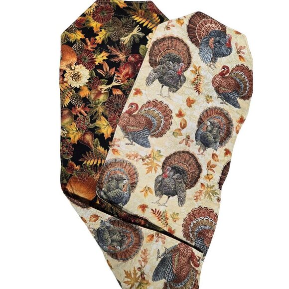 Autumn & Thanksgiving Themed Decorative Quilted Table Runners Pumpkins & Turkeys - Picture 1 of 10